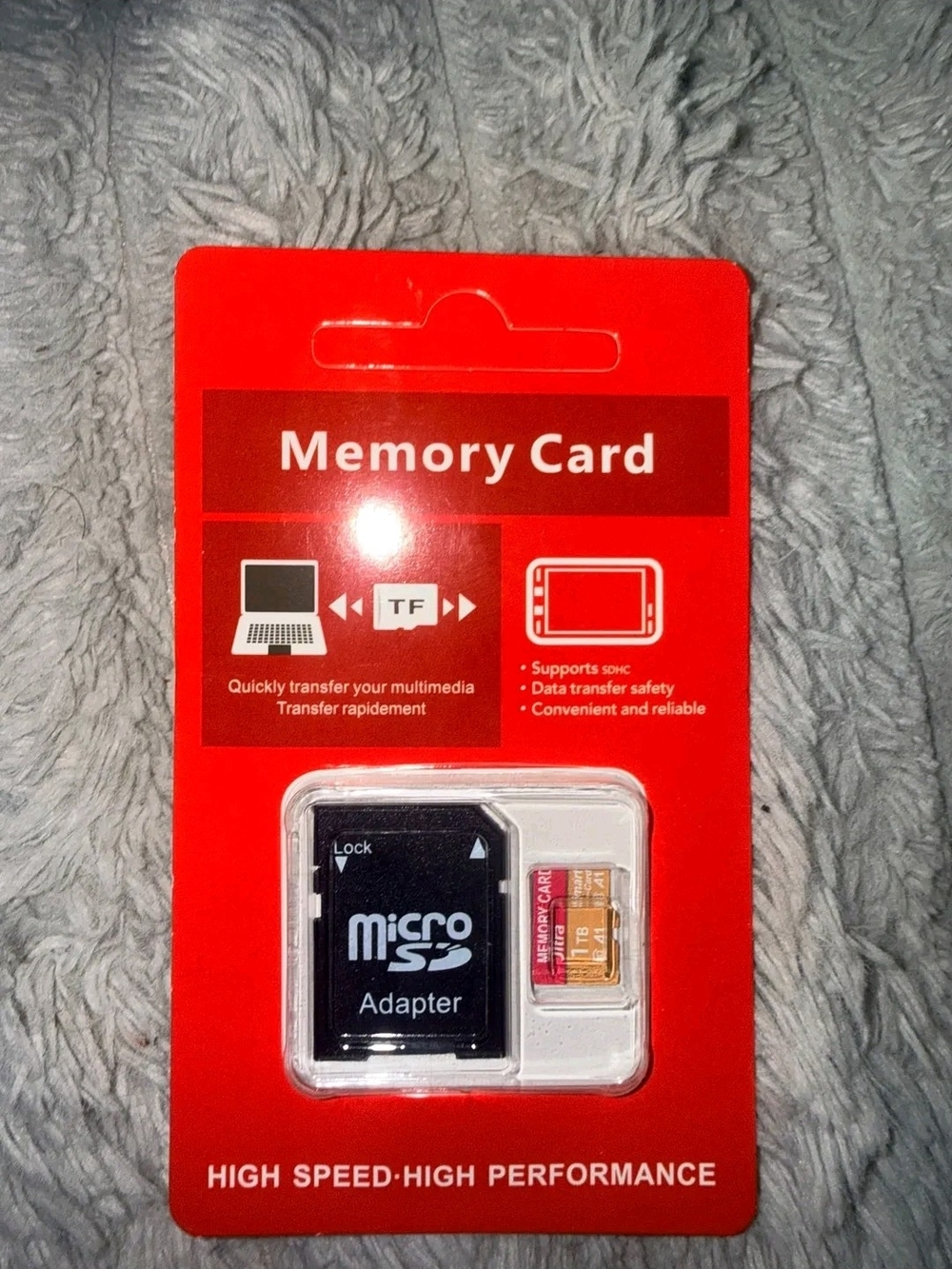 Generic Red MicroSD Card with Adapter - High Speed Performance